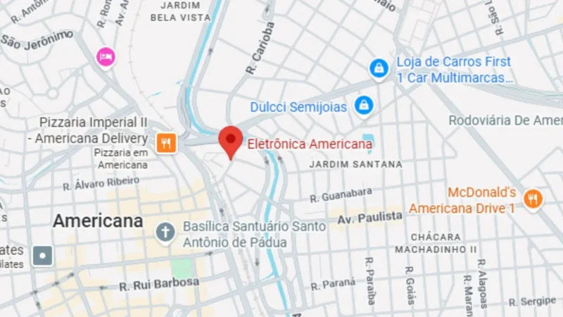Localização da Eletrônica Americana em Americana SP no Google Maps