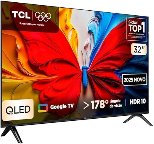 Smart TV TCL 32 Polegadas HD QLED S5K WiFi Bluetooth Google TV 2 HDMI HDR10 Dolby Audio 32S5K