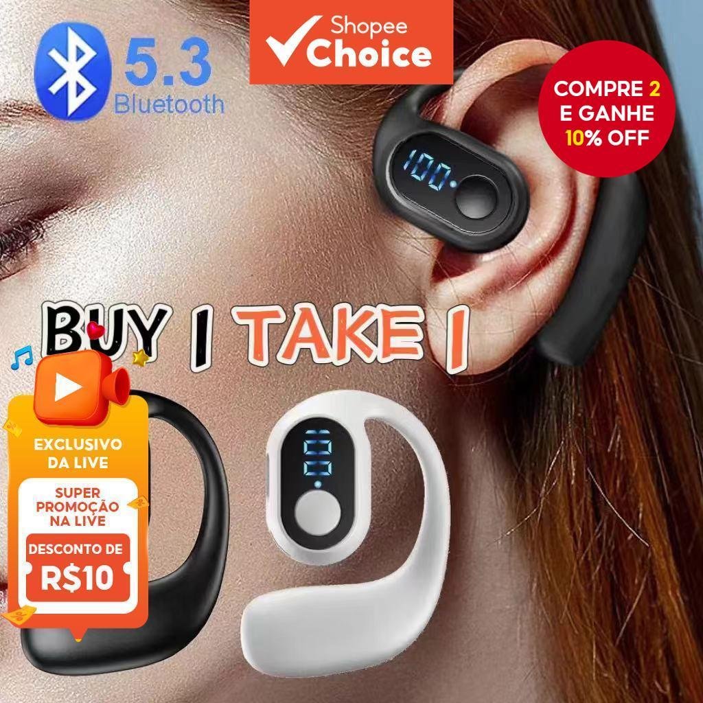 Compre 1 E Ganhe 1 Fone De Ouvido Sem Fio Bluetooth Único À Prova D'água Fones Bateria Longa Escritório Negócios Com Mic