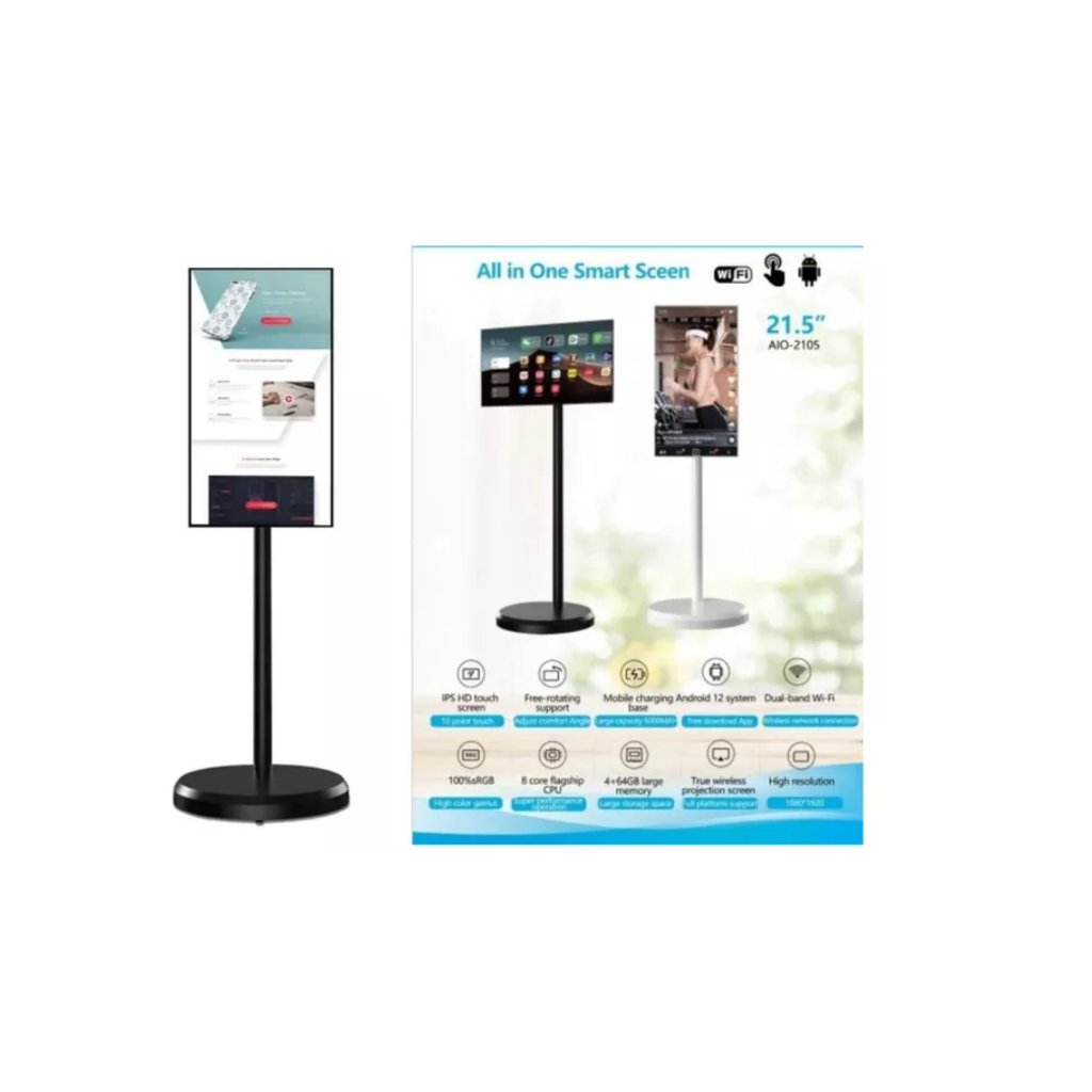 Tela Smart Touch Screen Inteligente Com Tela 24 Polegadas Android 12 Portátil Recarregável