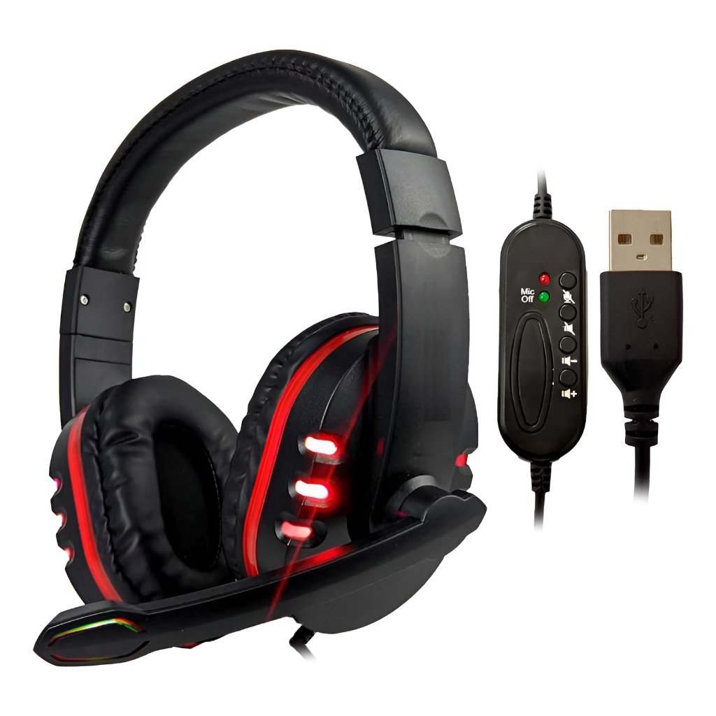 Fone de Ouvido RGB Gamer LEF-1040 Entrada USB 7,1 PS3 Headset Fone Gamer Led RGB Microfone Notebook