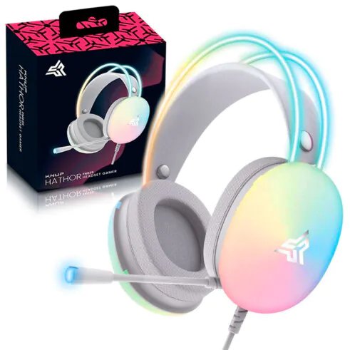 Headset Gamer Knup FN-635 com microfone e LED RGB PC Gamer PS4 PS5 X-ONE fone de ouvido gamer